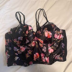 victoria secret bustier, pink floral, side zipper with adjustable straps